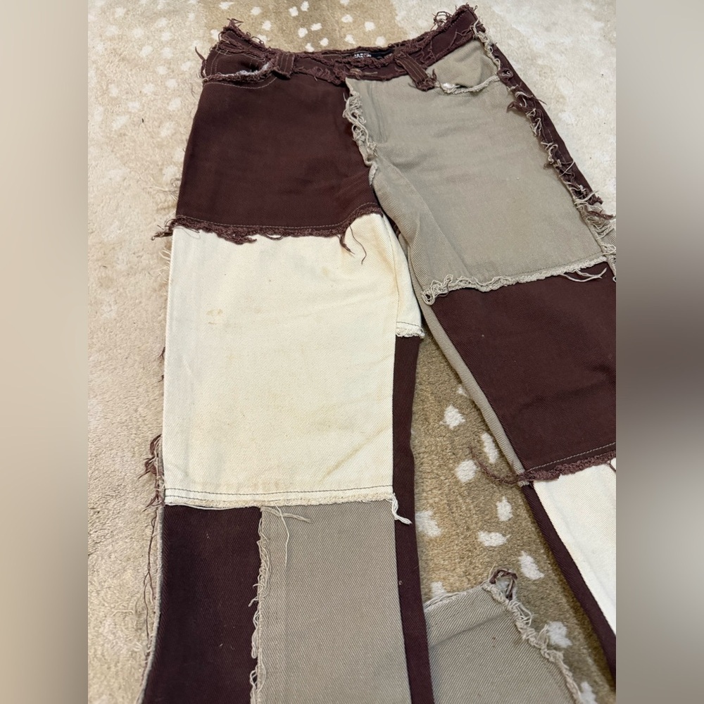 Jaded London distressed brown tan neutral flare jeans women’s size 25 - Picture 4 of 8